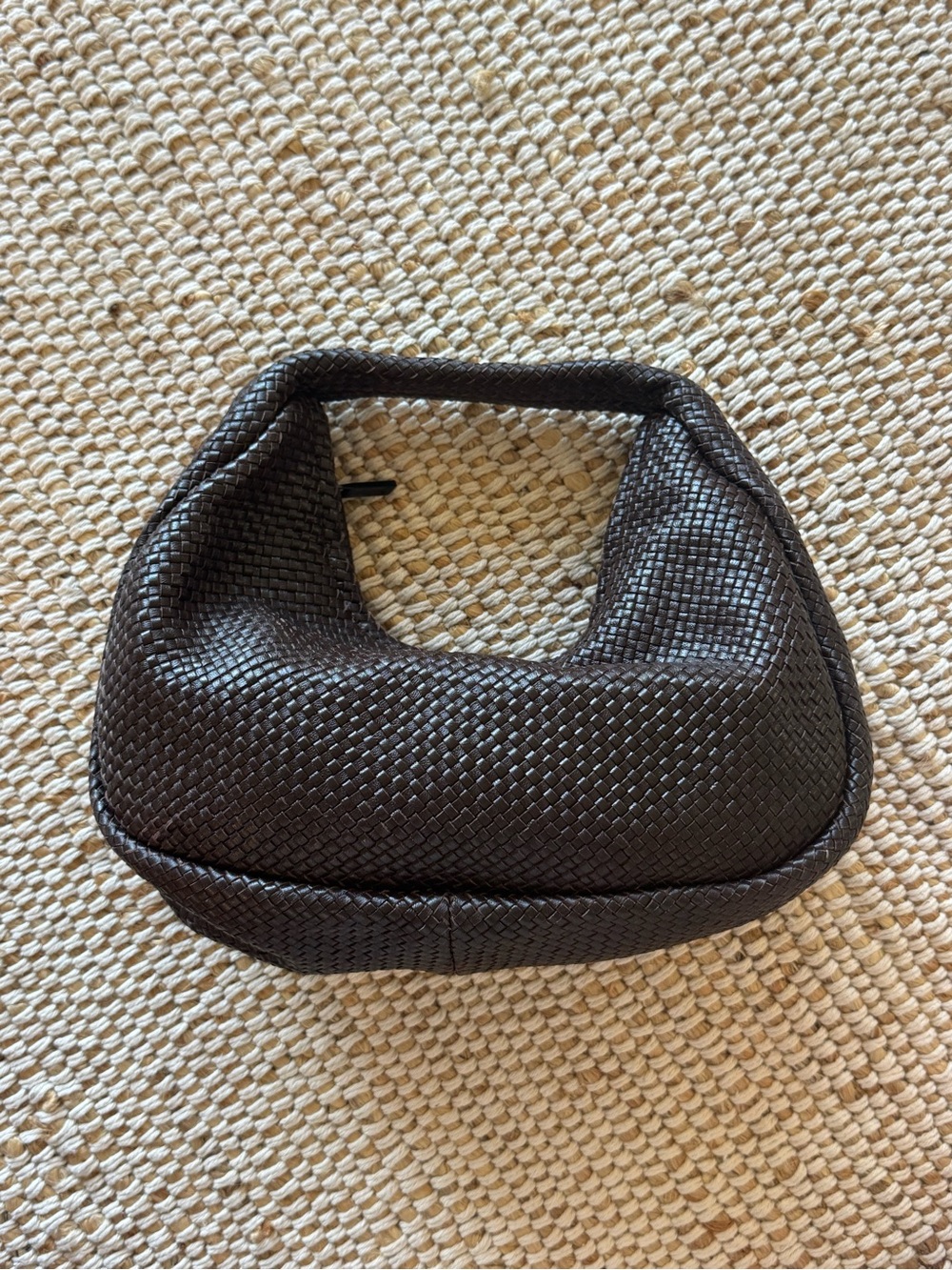 Lattice Weave Mini Bon Bon Bag Brown Leather Worn Once - Picture 2 of 11